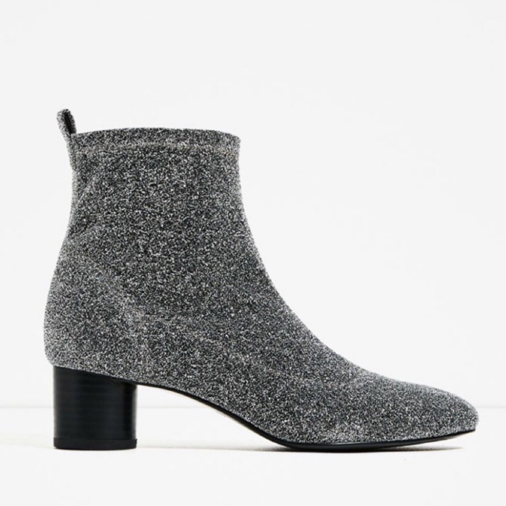 Zara Glitter Sock Boot | US 10